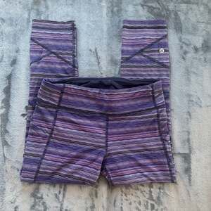 Lululemon Inspire Crop Purple Space Dye Striped Leggings Size 6
